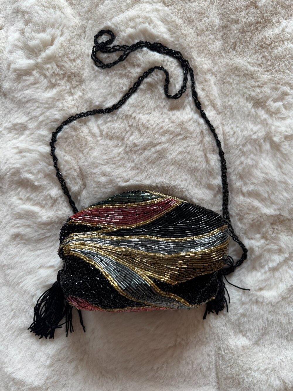 Vintage 80s Beaded Crossbody Purse